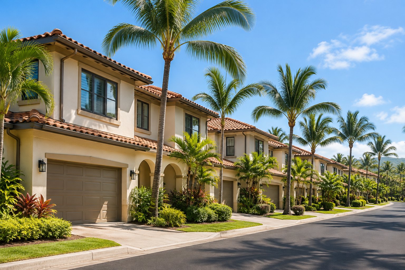 Homes along a quiet Hawaii street, illustrative